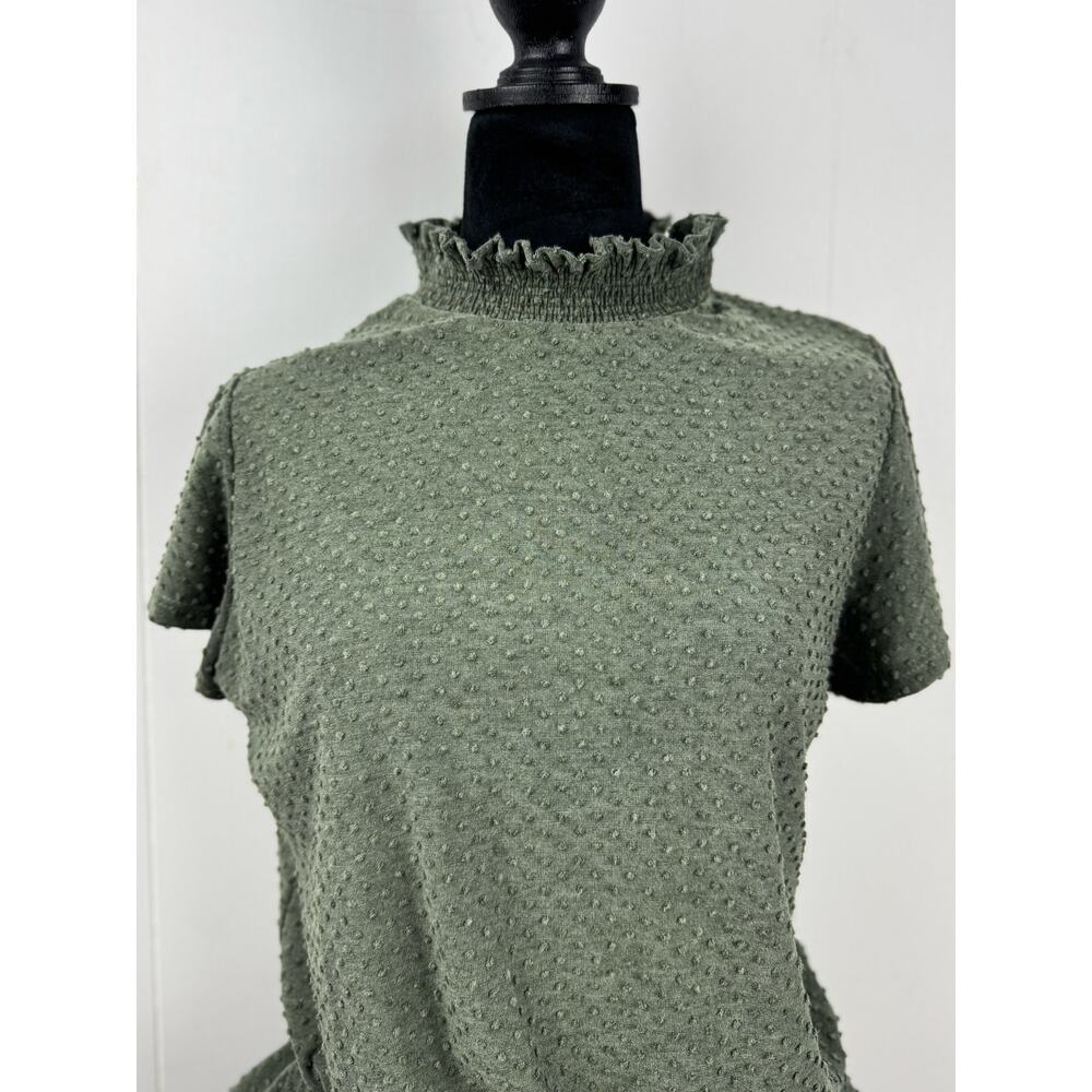 Women's White Birtch Green Ruched Shirt, Size XL